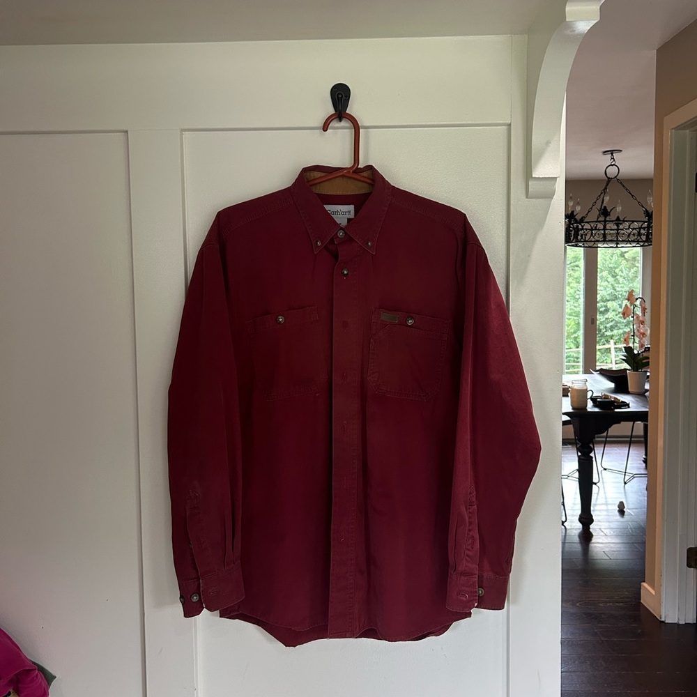 Carhartt Men's Deep Red Casual Button Down Shirt